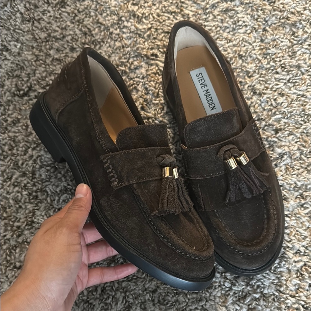 Steve Madden Brown Leather Slip-On Loafers